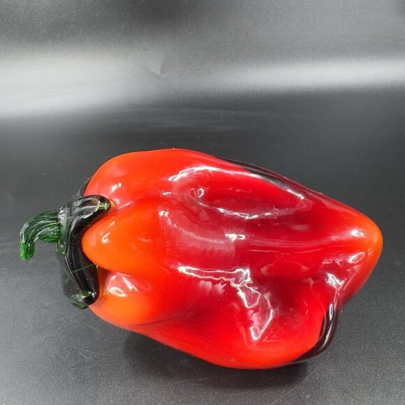 Vintage 1990s Art Glass Bell Pepper Large Red Pepper Figurine Glass Paperweight - Picture 13 of 15